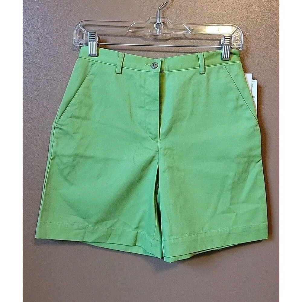 NWT Liz Claiborne Lizsport Petite Women's Green Shorts Wrinkle Free | Size 4P